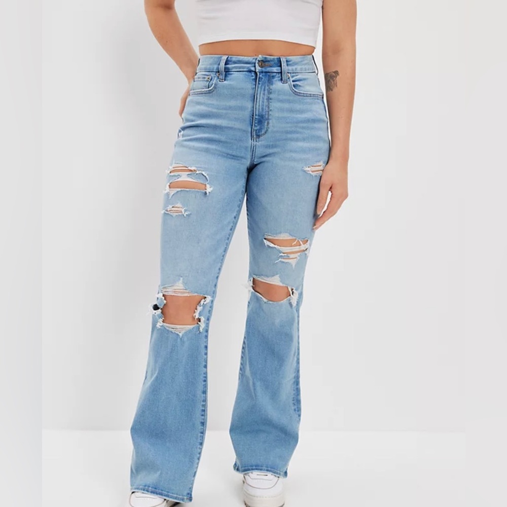 American Eagle next level stretch curvy super high-rise flare jeans